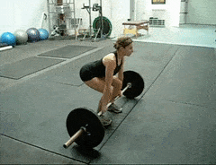 Barbell deadlift for the back at the gym